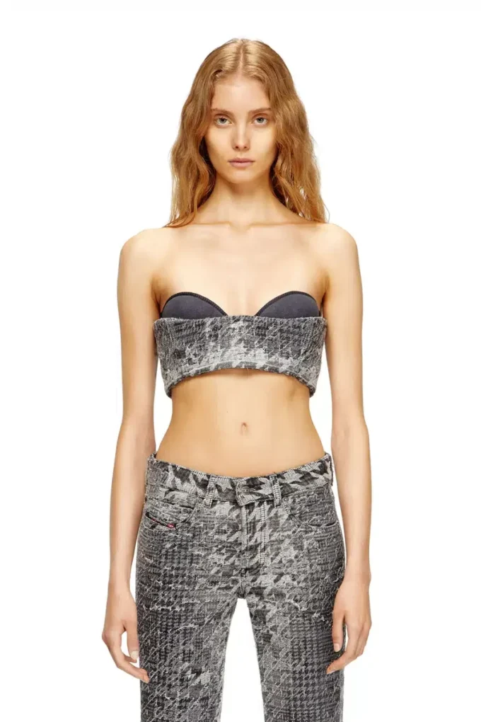 de-toppys-fsh Prens of Wales jakarlı denim bralet