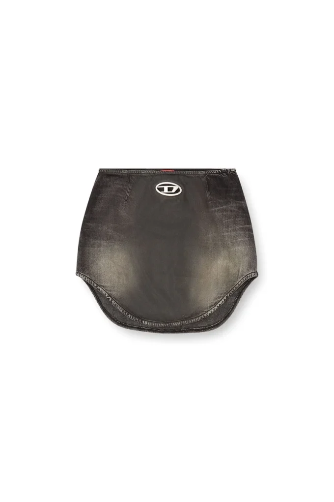 de-vany-s Oval D logolu denim mini etek