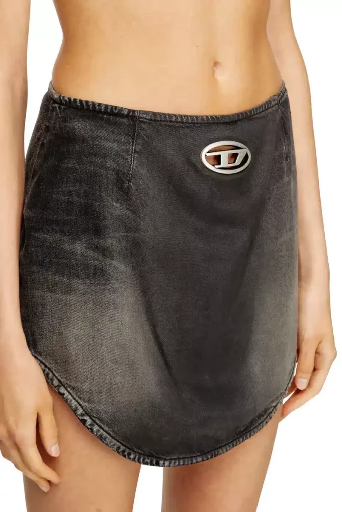 de-vany-s Oval D logolu denim mini etek