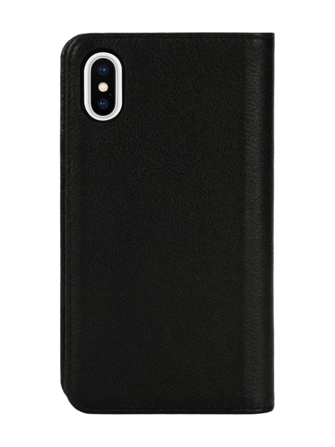 Diesel 2’si 1 arada folyo kılıf, iPhone XS ve iPhone X için Siyah deri baskılı ve kabartmalı logo kılıf, iPhone XS ve X