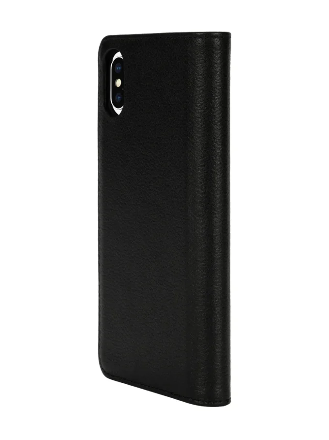 Diesel 2’si 1 arada folyo kılıf, iPhone XS ve iPhone X için Siyah deri baskılı ve kabartmalı logo kılıf, iPhone XS ve X
