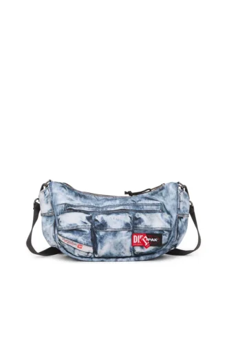 Diesel omuz çantası Trompe l’oeil denim çok cepli çanta