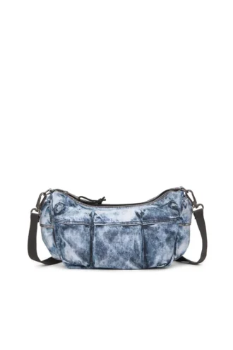 Diesel omuz çantası Trompe l’oeil denim çok cepli çanta