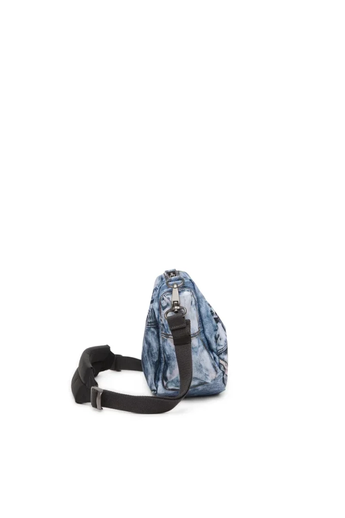 Diesel omuz çantası Trompe l’oeil denim çok cepli çanta
