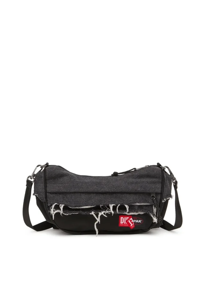 Diesel omuz çantası Yıpranmış denim ve CORDURA® omuz çantası