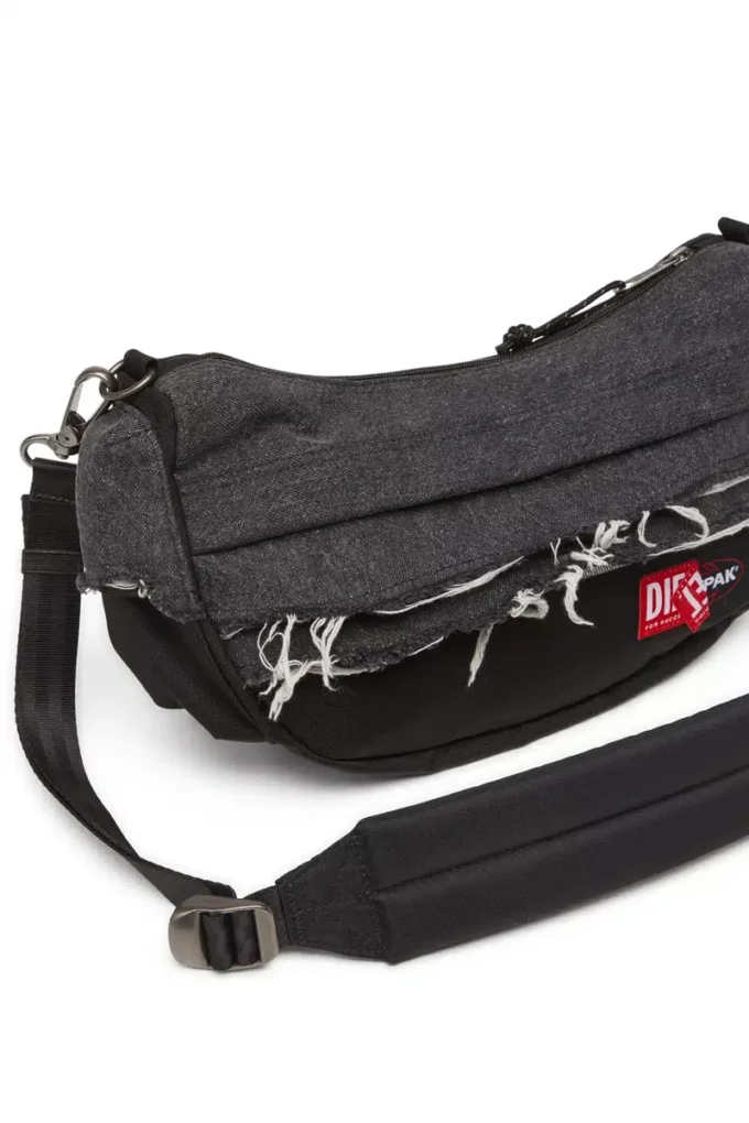 Diesel omuz çantası Yıpranmış denim ve CORDURA® omuz çantası