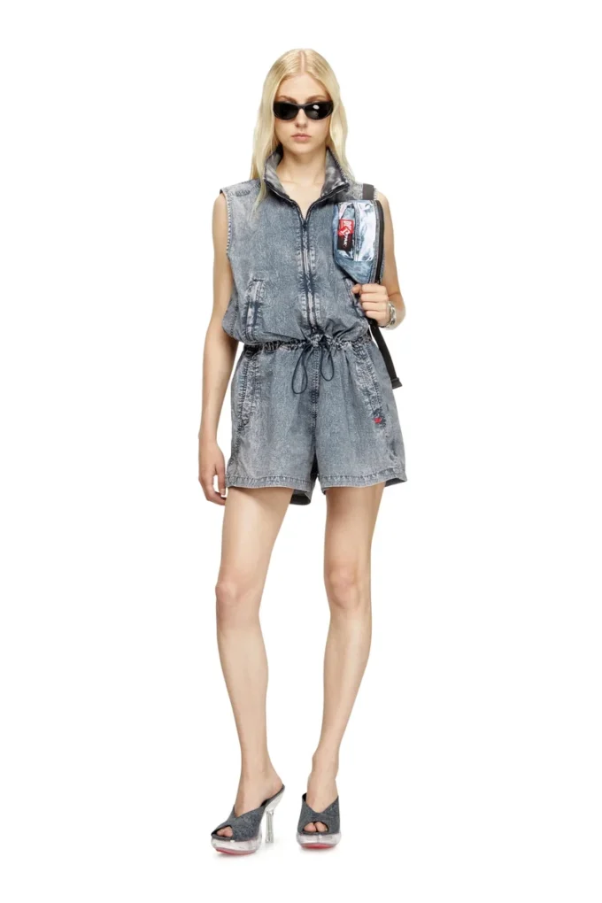 Diesel springer Trompe l’oeil denim bel çantası