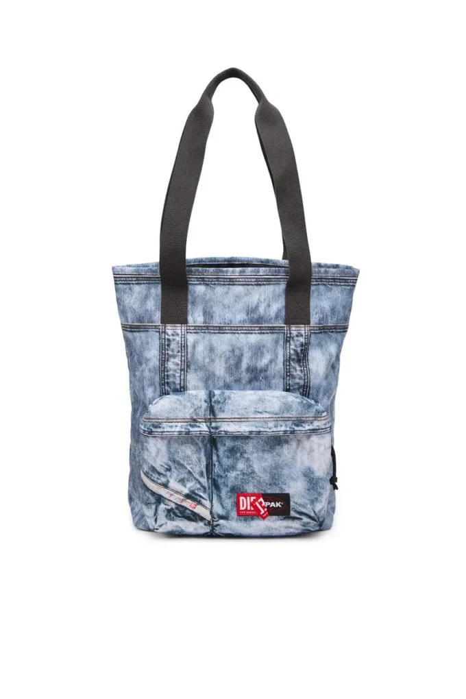 Diesel tote Trompe l’oeil denim tote çanta