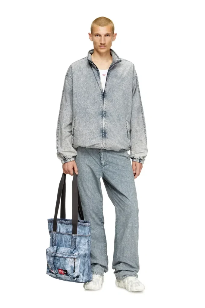 Diesel tote Trompe l’oeil denim tote çanta