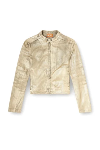 dile_luna ceket Yıpranmış metalik denim moto ceket