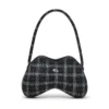 double-d omuz Houndstooth motifli Double-D-Shoulder çanta