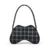 double-d omuz Houndstooth motifli Double-D-Shoulder çanta