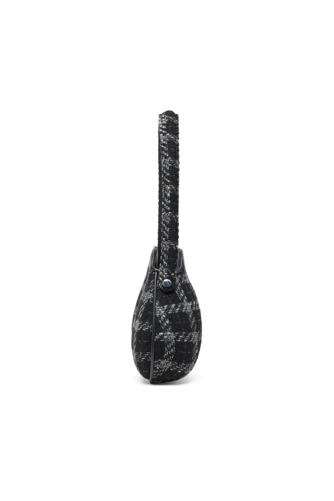 double-d omuz Houndstooth motifli Double-D-Shoulder çanta