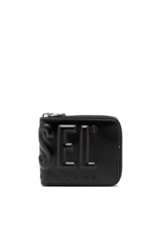 dsl 3d- bi fold coin zip xs Kabartmalı logolu deri fermuarlı cüzdan