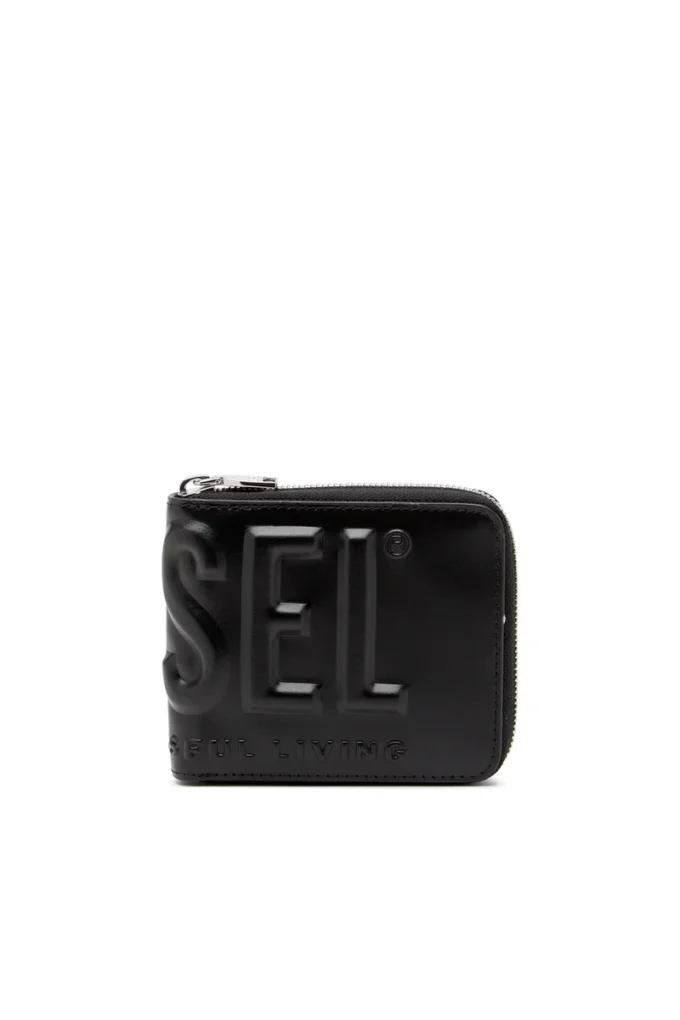 dsl 3d- bi fold coin zip xs Kabartmalı logolu deri fermuarlı cüzdan