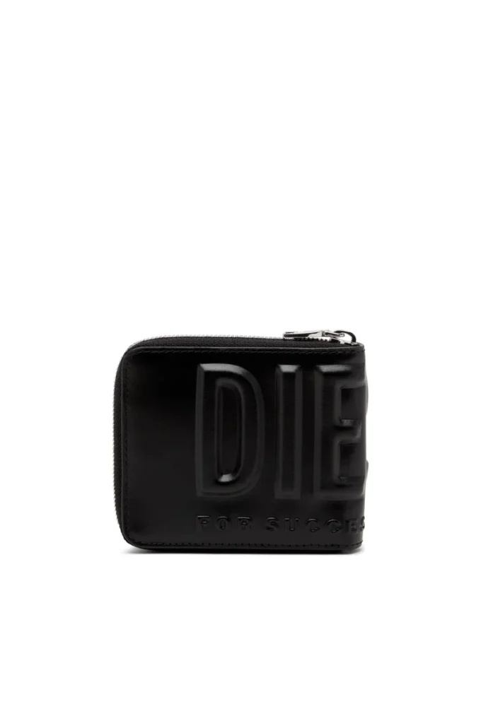 dsl 3d- bi fold coin zip xs Kabartmalı logolu deri fermuarlı cüzdan