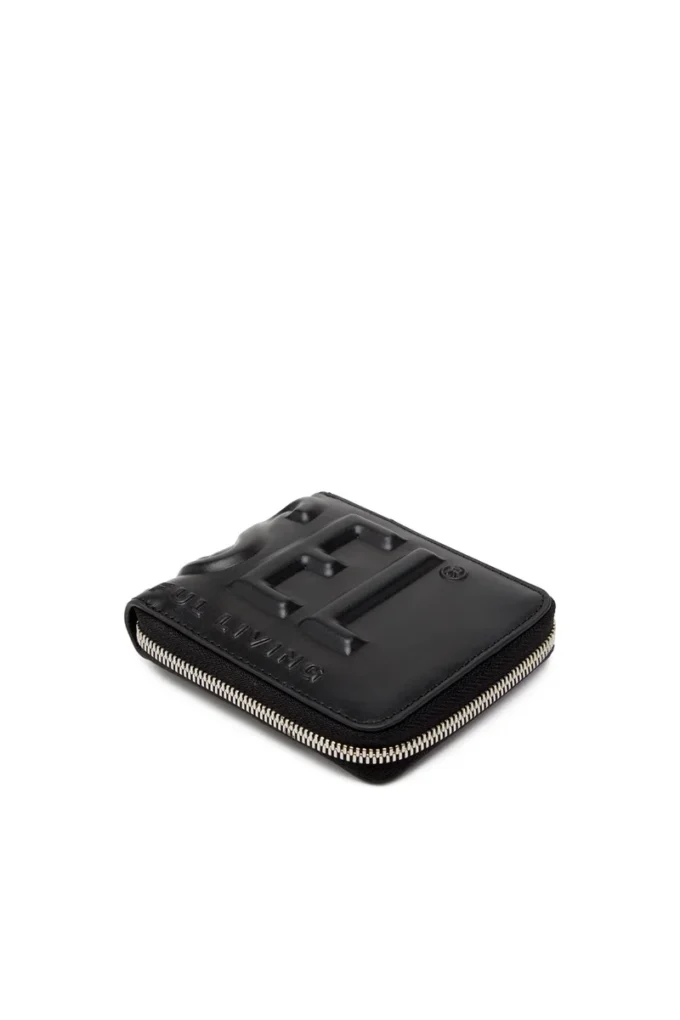 dsl 3d- bi fold coin zip xs Kabartmalı logolu deri fermuarlı cüzdan