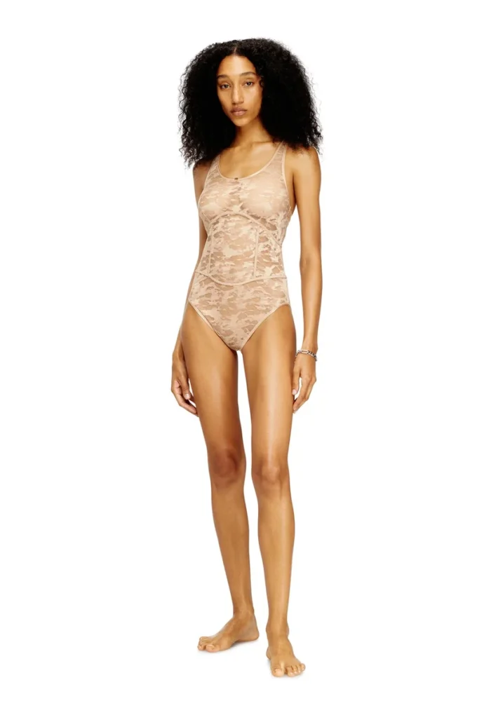 ezzy-utlt Dantel tasarımlı naylon bodysuit