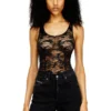 ezzy-utlt Dantel tasarımlı naylon bodysuit