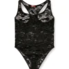 ezzy-utlt Dantel tasarımlı naylon bodysuit