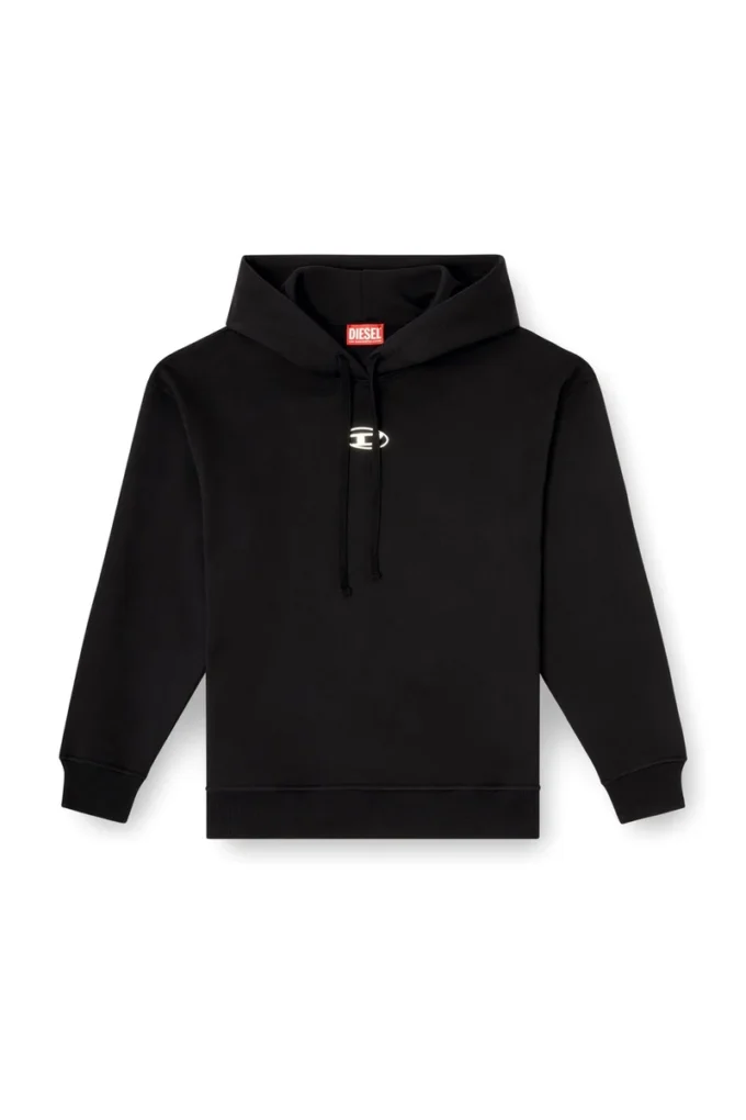 f-buxt-hood-od Metal efektli Oval D logolu kapüşonlu sweatshirt