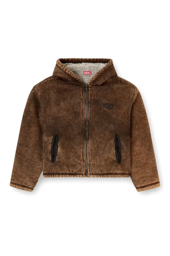 f-ella Asit yıkamalı, teddy astarlı fermuarlı kapüşonlu sweatshirt