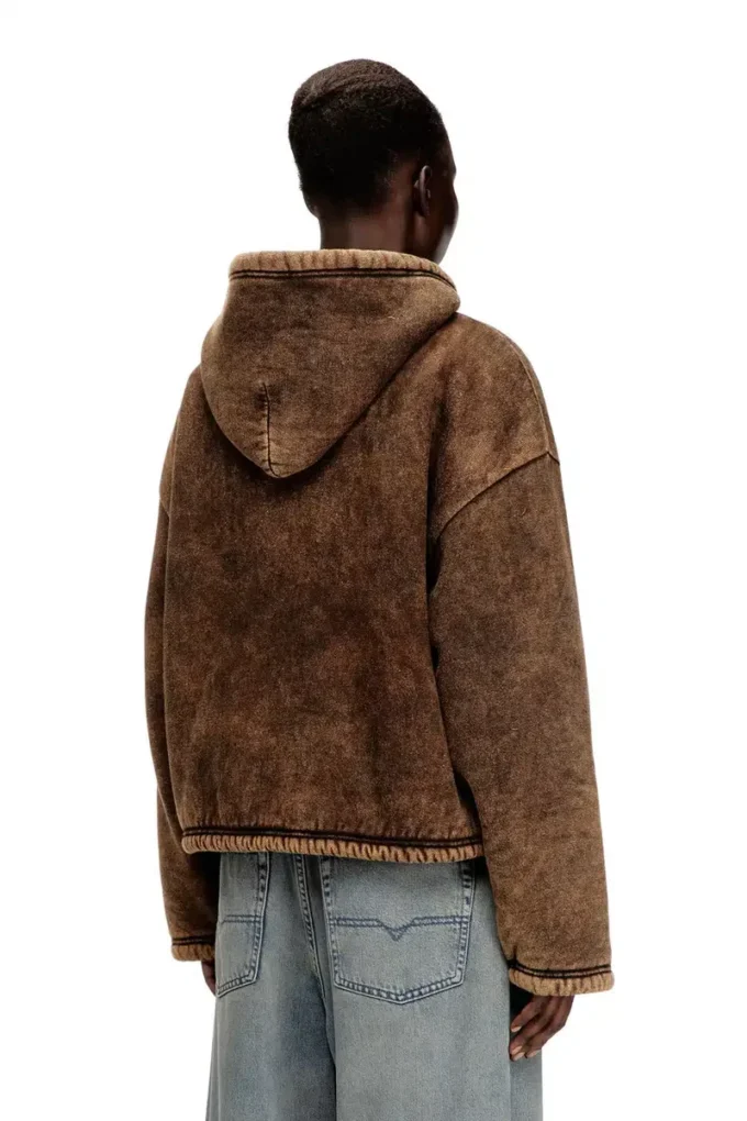 f-ella Asit yıkamalı, teddy astarlı fermuarlı kapüşonlu sweatshirt