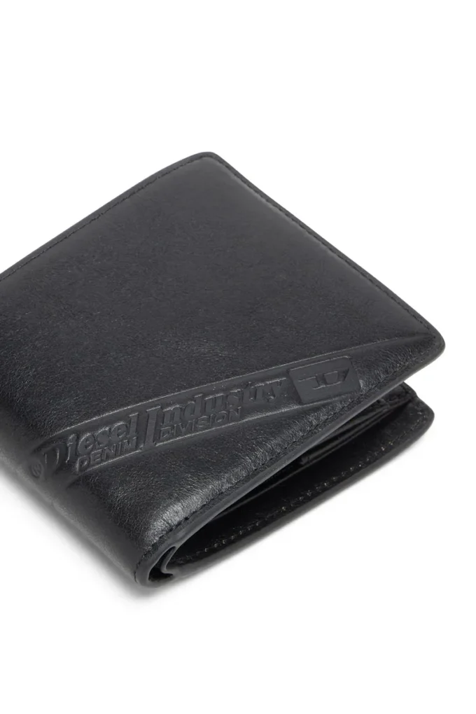 flag-d bi-fold coin s 3d Kabartmalı logolu iki katlı deri cüzdan