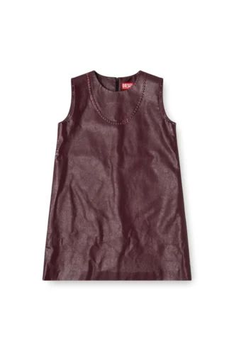 fr-d-ares Kaplamalı kumaştan bordo renkli kolsuz mini elbise