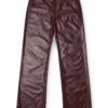 fr-p-lain Kaplamalı kumaştan bordo pantolon