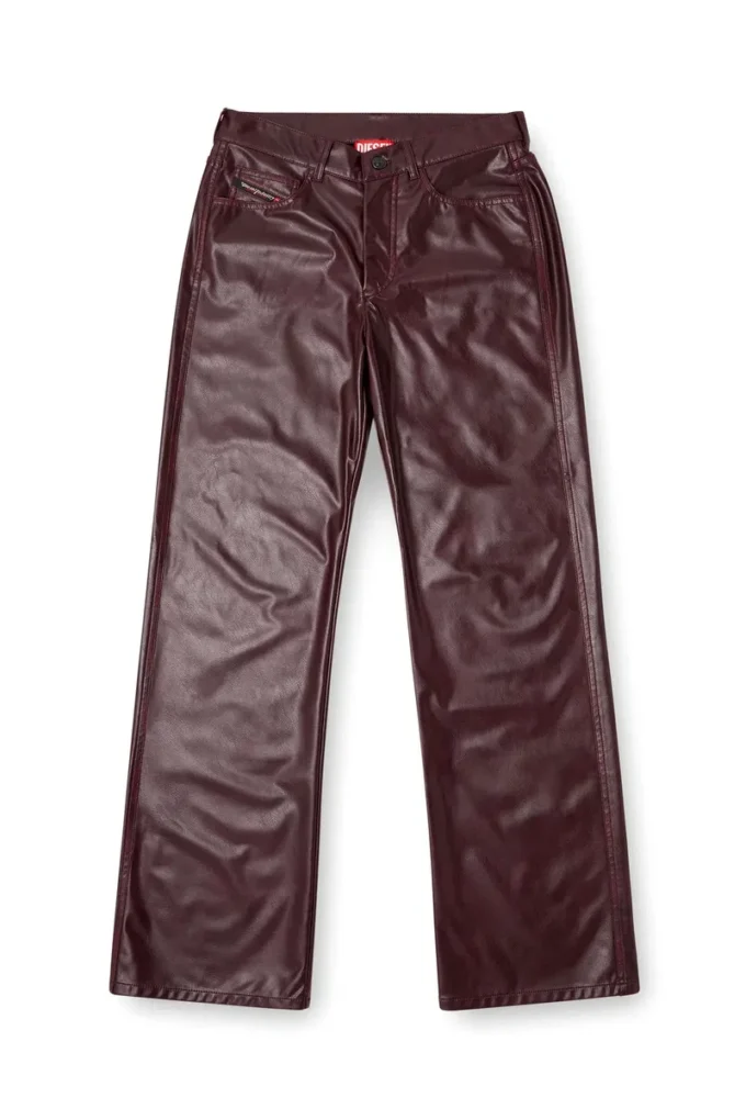 fr-p-lain Kaplamalı kumaştan bordo pantolon