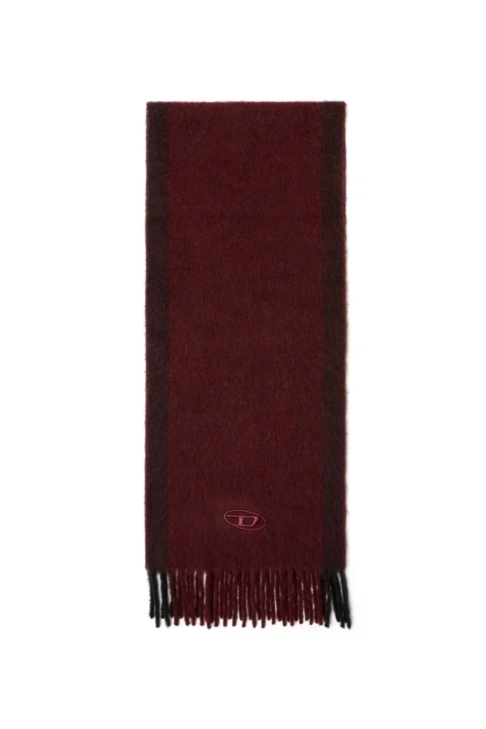 fr-s-olid Bordo renkli jakarlı yün atkı
