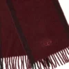 fr-s-olid Bordo renkli jakarlı yün atkı