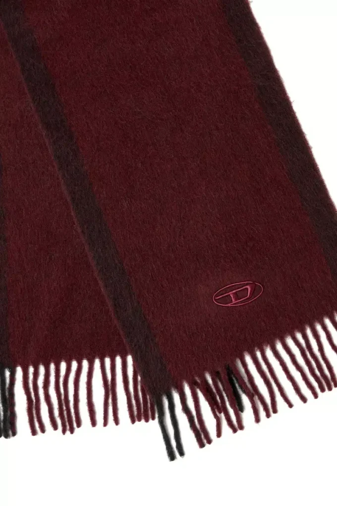 fr-s-olid Bordo renkli jakarlı yün atkı
