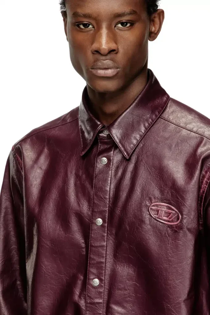 fr-s-simply Bordo renkli logolu gömlek
