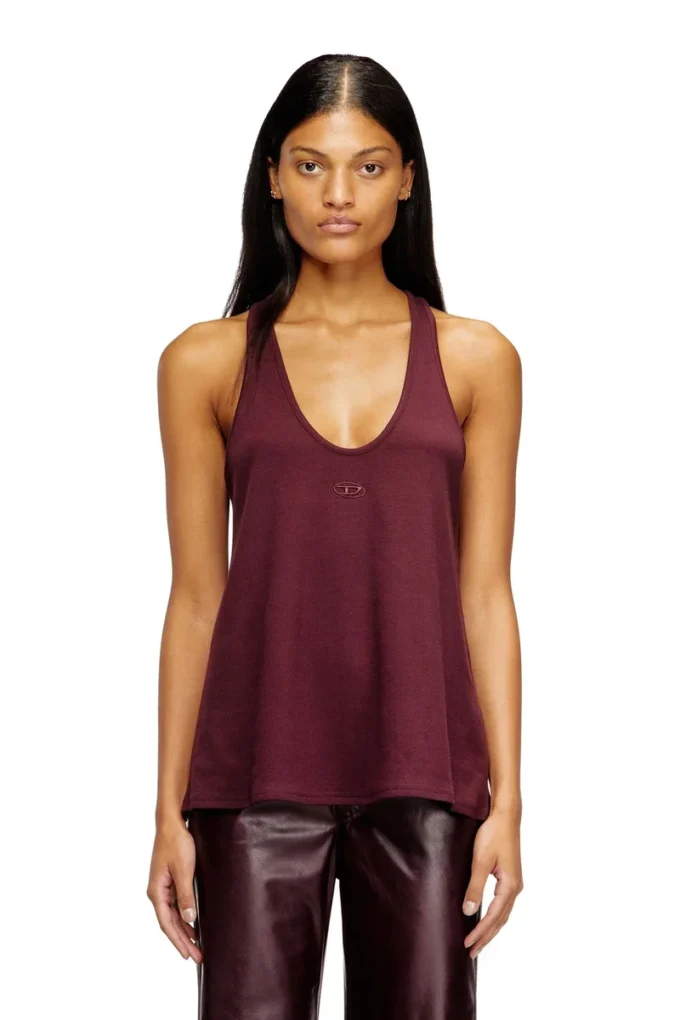 fr-t-ipsya Oval D detaylı bordo tank top