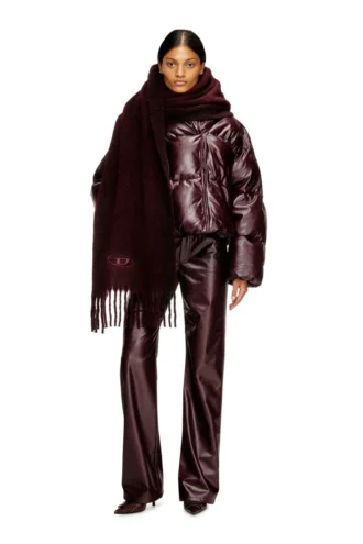 fr-w-illey Kaplamalı kumaştan bordo kapüşonlu puffer ceket