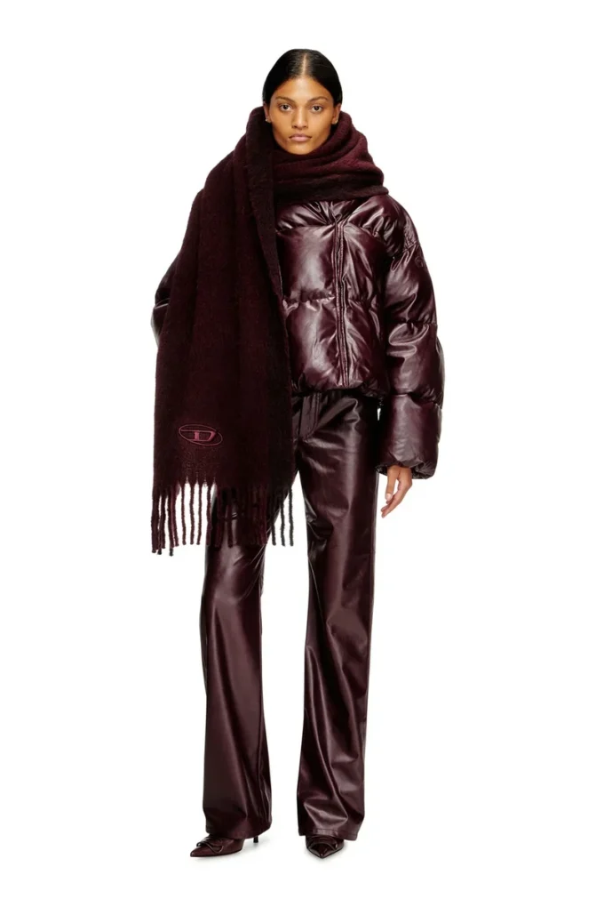 fr-w-illey Kaplamalı kumaştan bordo kapüşonlu puffer ceket
