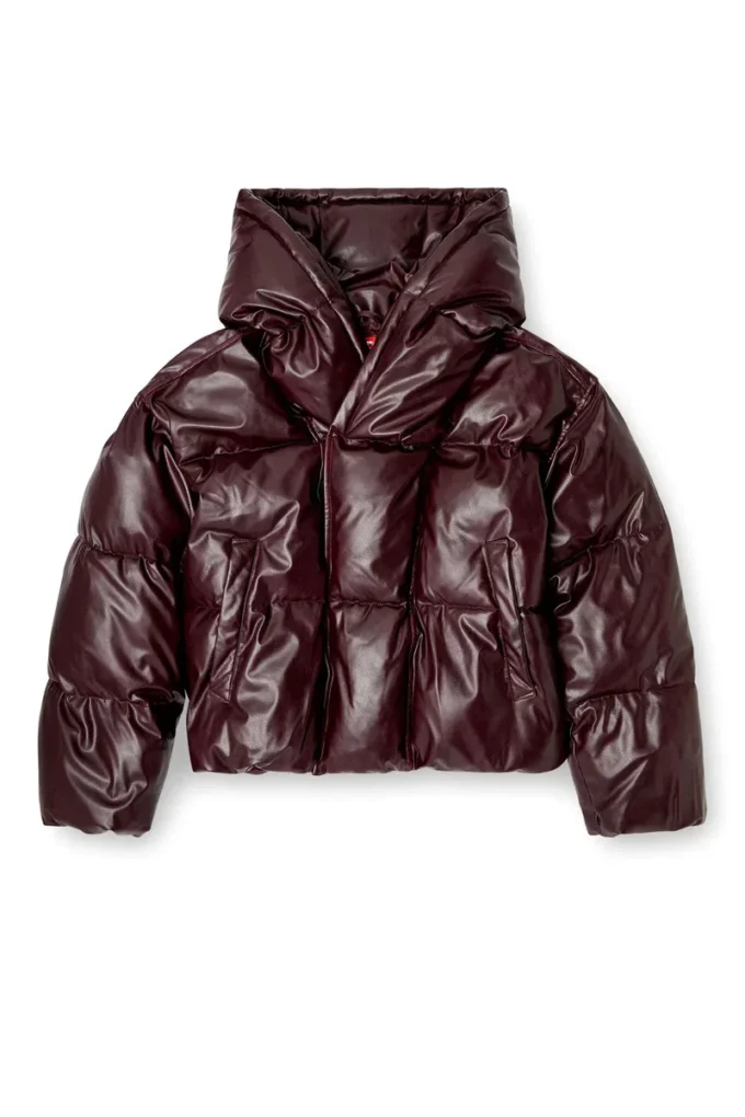 fr-w-myley Bordo renkli kapüşonlu puffer ceket