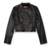 g-lobe Kısa distressed motorcu ceketi