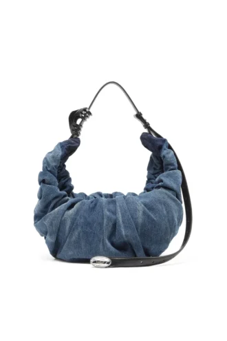 grab-d hobo l Grab-D-Large işlenmiş denimden üretilmiş buruşuk hobo çanta