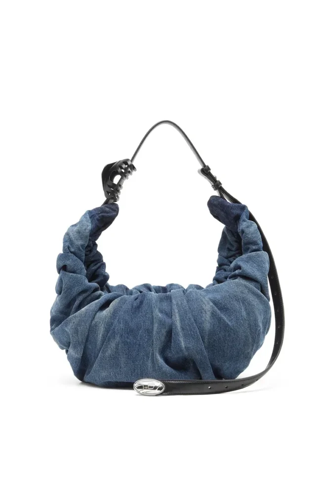 grab-d hobo l Grab-D-Large işlenmiş denimden üretilmiş buruşuk hobo çanta