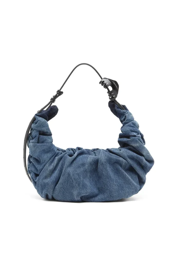 grab-d hobo l Grab-D-Large işlenmiş denimden üretilmiş buruşuk hobo çanta