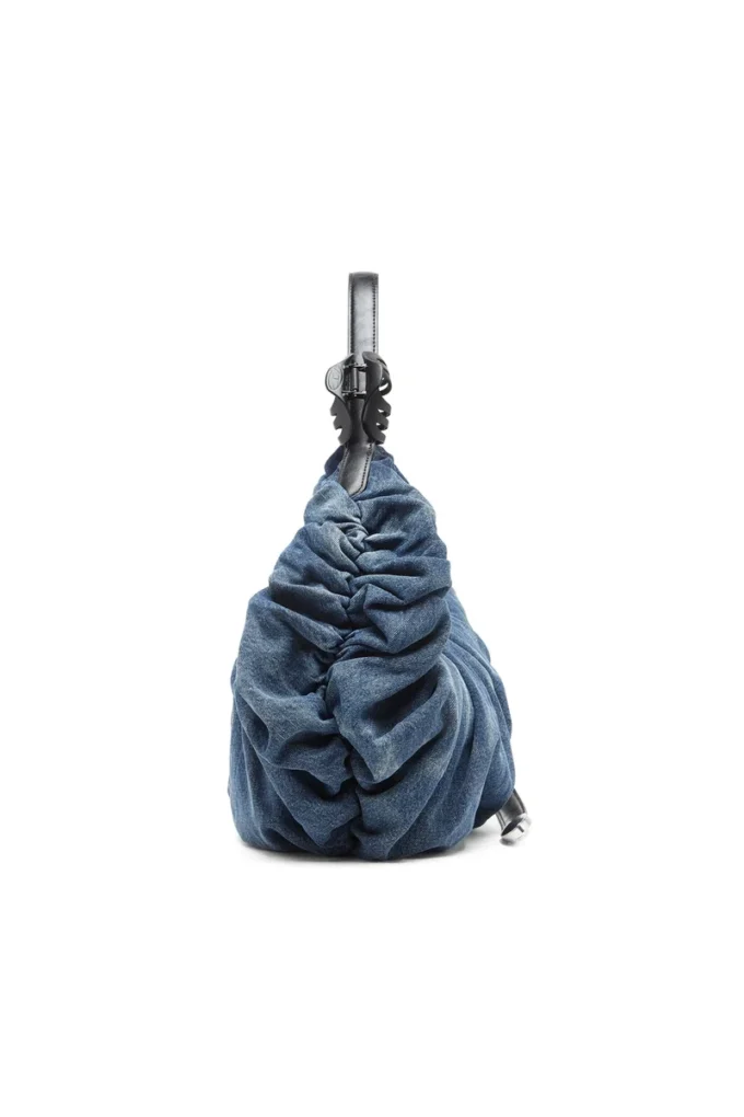 grab-d hobo l Grab-D-Large işlenmiş denimden üretilmiş buruşuk hobo çanta