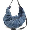 grab-d hobo l Grab-D-Large işlenmiş denimden üretilmiş buruşuk hobo çanta