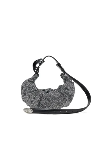 grab-d hobo s Grab-D S-Small scrunched hobo çanta, kristal denim