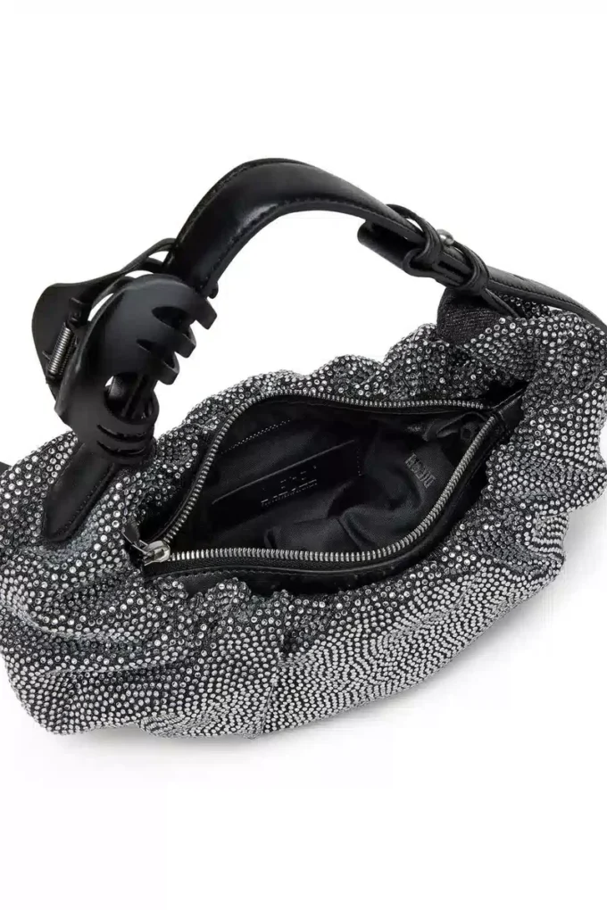 grab-d hobo s Grab-D S-Small scrunched hobo çanta, kristal denim