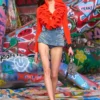 grab-d hobo s Grab-D S-Small scrunched hobo çanta, kristal denim