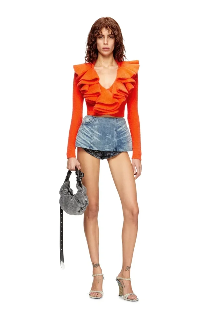 grab-d hobo s Grab-D S-Small scrunched hobo çanta, kristal denim