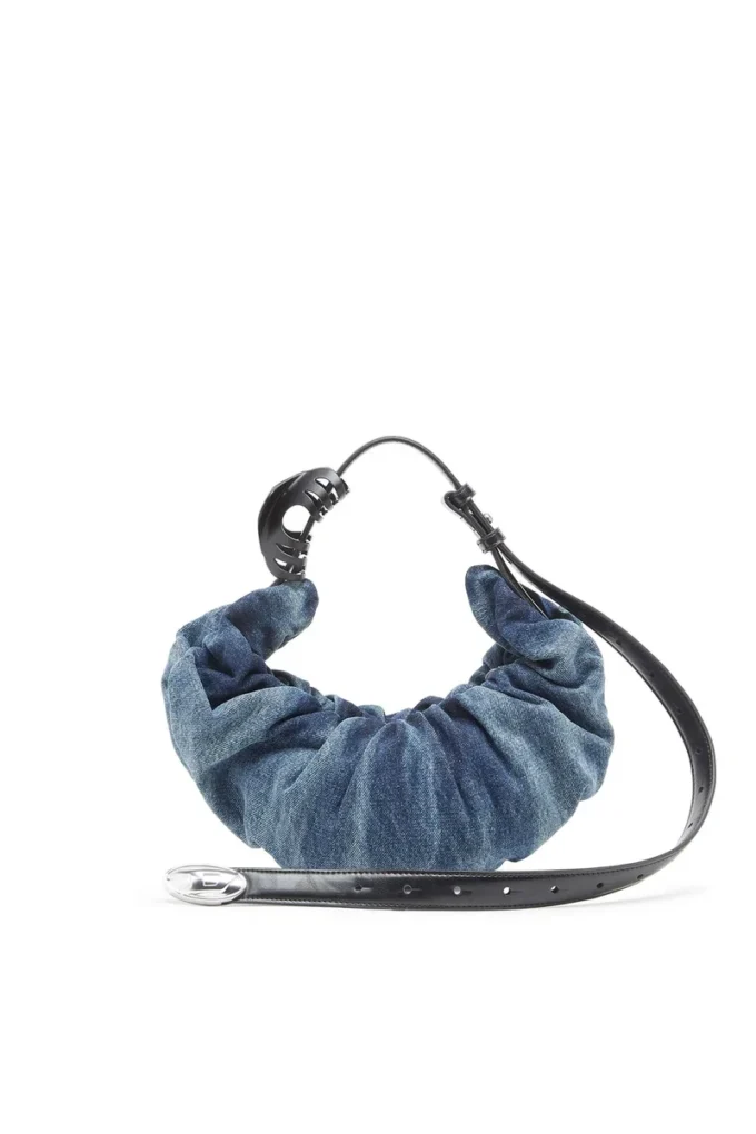 grab-d hobo s Grab-D-Small scrunched hobo çanta, işlenmiş denim